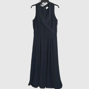 Dana Buchman 100% Silk Long Black Sleeveless Criss Cross Evening Dress Sz 12